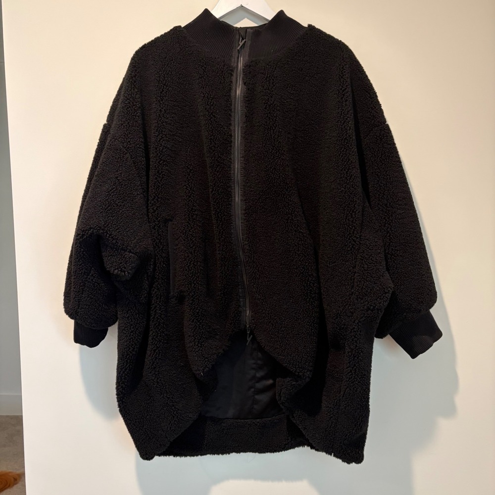 Yitty Black Teddy Faux Shearling Oversized Bomber Jacket XXL/1X Lizzo